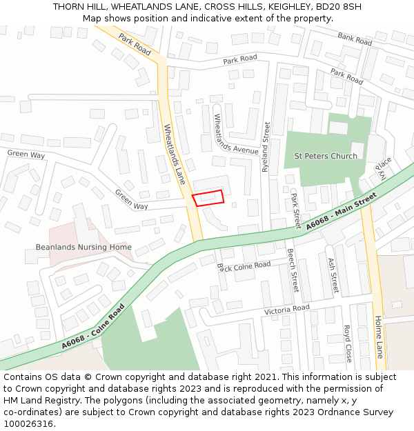 THORN HILL, WHEATLANDS LANE, CROSS HILLS, KEIGHLEY, BD20 8SH: Location map and indicative extent of plot