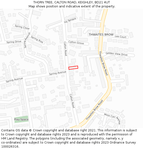 THORN TREE, CALTON ROAD, KEIGHLEY, BD21 4UT: Location map and indicative extent of plot