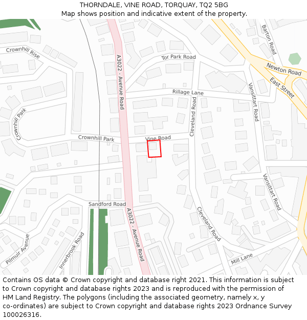 THORNDALE, VINE ROAD, TORQUAY, TQ2 5BG: Location map and indicative extent of plot