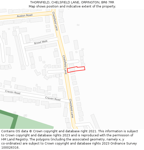 THORNFIELD, CHELSFIELD LANE, ORPINGTON, BR6 7RR: Location map and indicative extent of plot