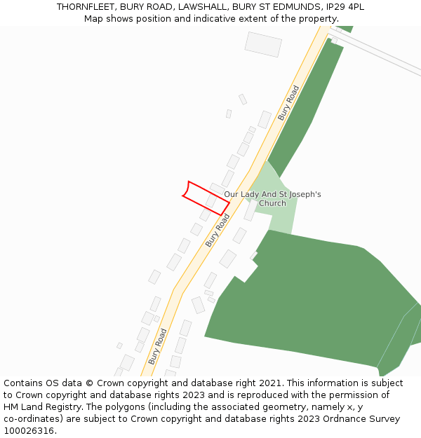 THORNFLEET, BURY ROAD, LAWSHALL, BURY ST EDMUNDS, IP29 4PL: Location map and indicative extent of plot
