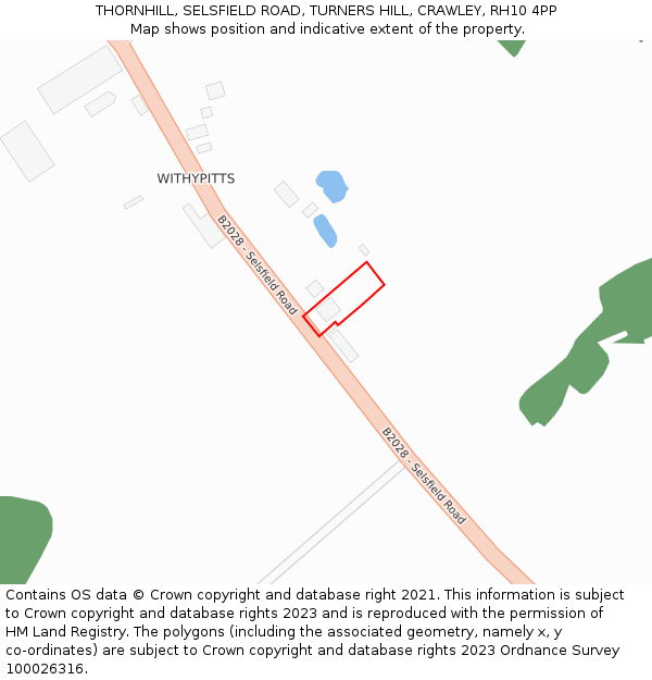 THORNHILL, SELSFIELD ROAD, TURNERS HILL, CRAWLEY, RH10 4PP: Location map and indicative extent of plot
