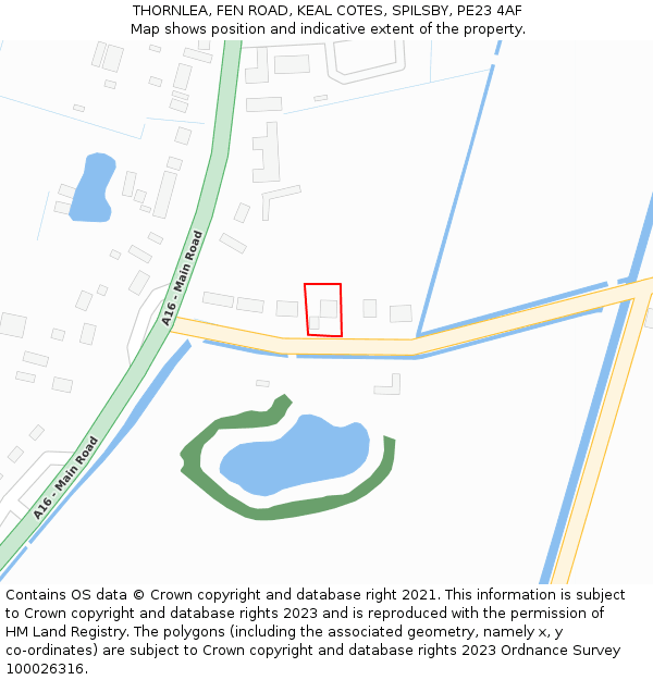 THORNLEA, FEN ROAD, KEAL COTES, SPILSBY, PE23 4AF: Location map and indicative extent of plot