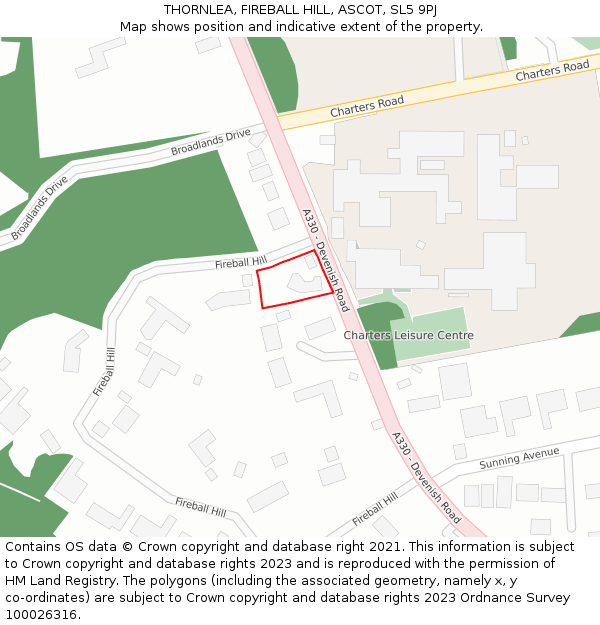 THORNLEA, FIREBALL HILL, ASCOT, SL5 9PJ: Location map and indicative extent of plot
