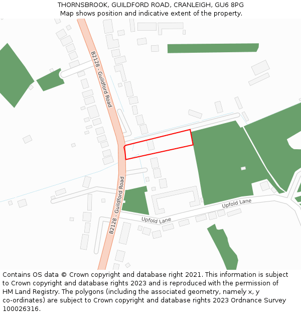 THORNSBROOK, GUILDFORD ROAD, CRANLEIGH, GU6 8PG: Location map and indicative extent of plot