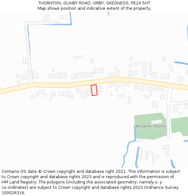 THORNTON, GUNBY ROAD, ORBY, SKEGNESS, PE24 5HT: Location map and indicative extent of plot