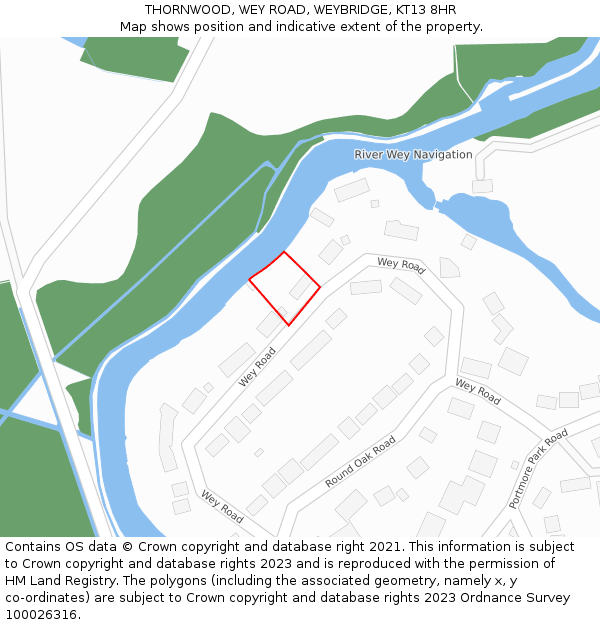 THORNWOOD, WEY ROAD, WEYBRIDGE, KT13 8HR: Location map and indicative extent of plot