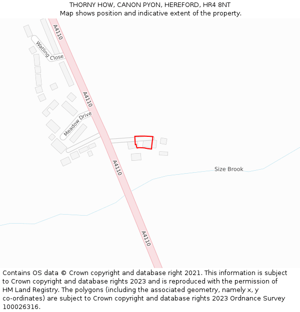THORNY HOW, CANON PYON, HEREFORD, HR4 8NT: Location map and indicative extent of plot