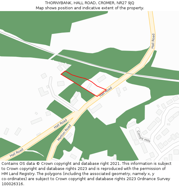 THORNYBANK, HALL ROAD, CROMER, NR27 9JQ: Location map and indicative extent of plot