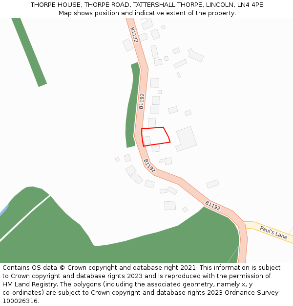 THORPE HOUSE, THORPE ROAD, TATTERSHALL THORPE, LINCOLN, LN4 4PE: Location map and indicative extent of plot