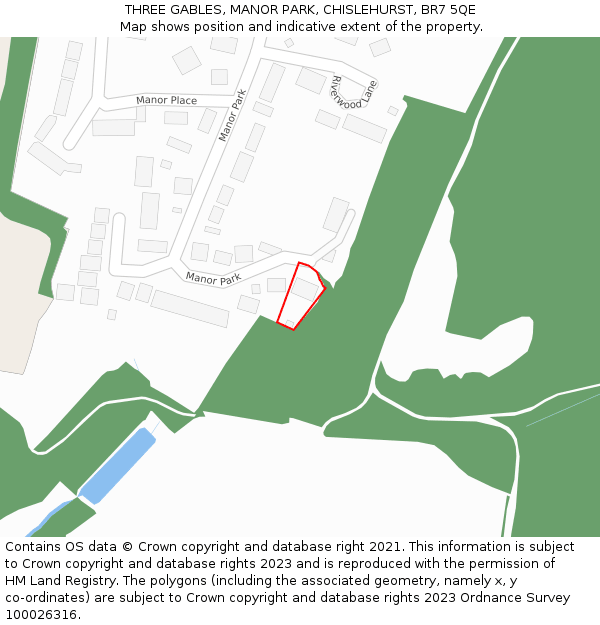 THREE GABLES, MANOR PARK, CHISLEHURST, BR7 5QE: Location map and indicative extent of plot
