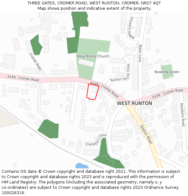 THREE GATES, CROMER ROAD, WEST RUNTON, CROMER, NR27 9QT: Location map and indicative extent of plot