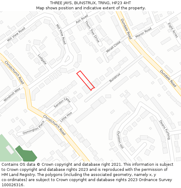 THREE JAYS, BUNSTRUX, TRING, HP23 4HT: Location map and indicative extent of plot