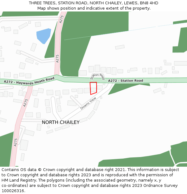 THREE TREES, STATION ROAD, NORTH CHAILEY, LEWES, BN8 4HD: Location map and indicative extent of plot