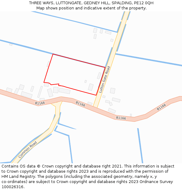 THREE WAYS, LUTTONGATE, GEDNEY HILL, SPALDING, PE12 0QH: Location map and indicative extent of plot