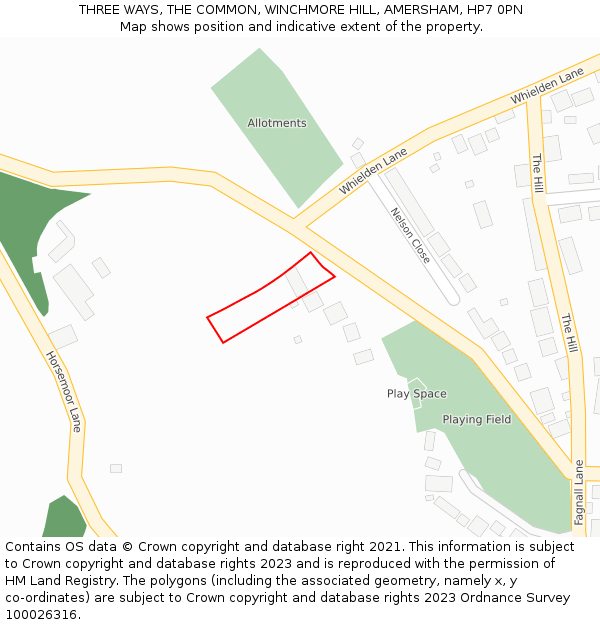 THREE WAYS, THE COMMON, WINCHMORE HILL, AMERSHAM, HP7 0PN: Location map and indicative extent of plot
