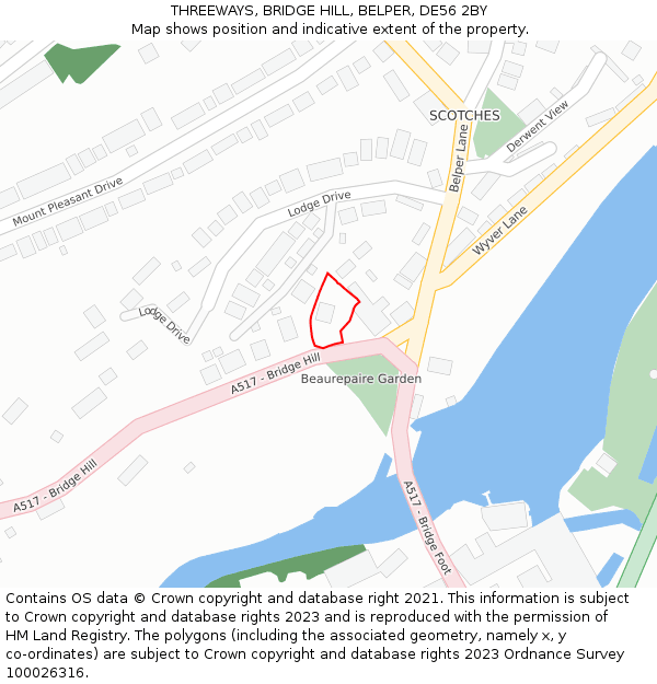 THREEWAYS, BRIDGE HILL, BELPER, DE56 2BY: Location map and indicative extent of plot