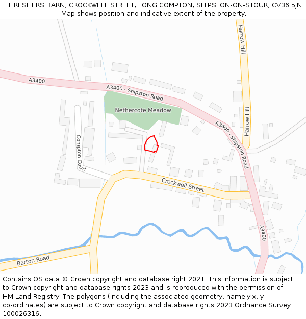 THRESHERS BARN, CROCKWELL STREET, LONG COMPTON, SHIPSTON-ON-STOUR, CV36 5JN: Location map and indicative extent of plot