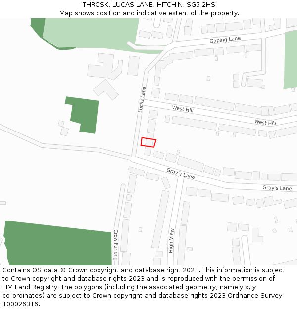 THROSK, LUCAS LANE, HITCHIN, SG5 2HS: Location map and indicative extent of plot