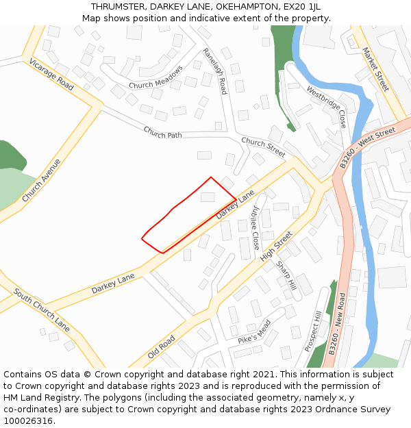 THRUMSTER, DARKEY LANE, OKEHAMPTON, EX20 1JL: Location map and indicative extent of plot