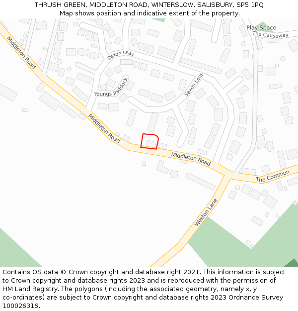 THRUSH GREEN, MIDDLETON ROAD, WINTERSLOW, SALISBURY, SP5 1PQ: Location map and indicative extent of plot