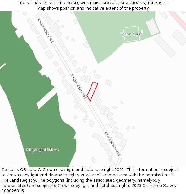 TICINO, KINGSINGFIELD ROAD, WEST KINGSDOWN, SEVENOAKS, TN15 6LH: Location map and indicative extent of plot