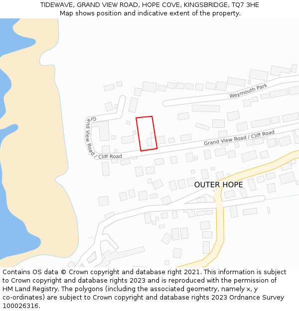 TIDEWAVE, GRAND VIEW ROAD, HOPE COVE, KINGSBRIDGE, TQ7 3HE: Location map and indicative extent of plot