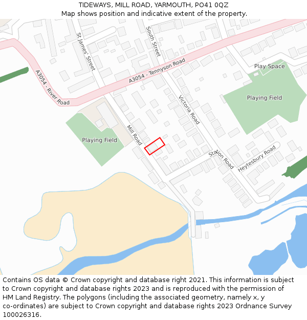 TIDEWAYS, MILL ROAD, YARMOUTH, PO41 0QZ: Location map and indicative extent of plot