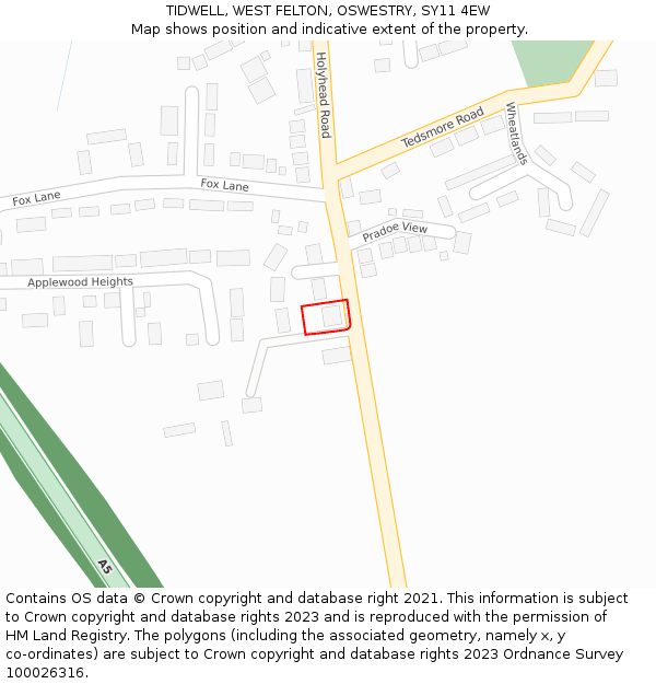 TIDWELL, WEST FELTON, OSWESTRY, SY11 4EW: Location map and indicative extent of plot