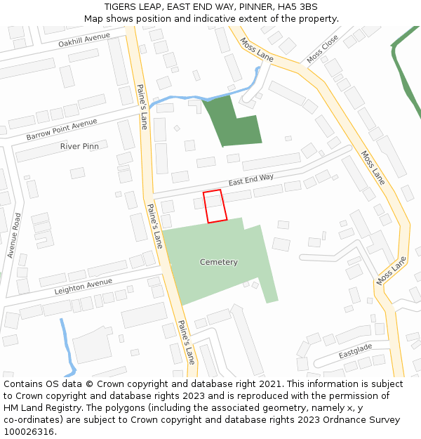 TIGERS LEAP, EAST END WAY, PINNER, HA5 3BS: Location map and indicative extent of plot