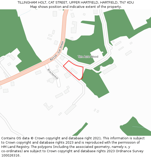 TILLINGHAM HOLT, CAT STREET, UPPER HARTFIELD, HARTFIELD, TN7 4DU: Location map and indicative extent of plot