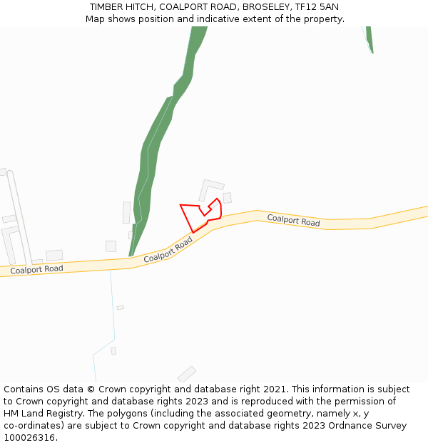 TIMBER HITCH, COALPORT ROAD, BROSELEY, TF12 5AN: Location map and indicative extent of plot