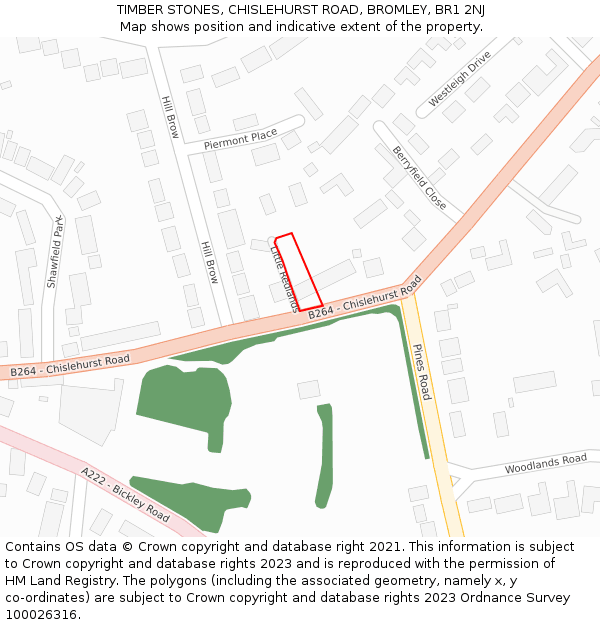 TIMBER STONES, CHISLEHURST ROAD, BROMLEY, BR1 2NJ: Location map and indicative extent of plot