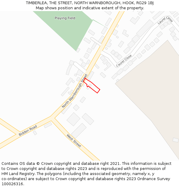 TIMBERLEA, THE STREET, NORTH WARNBOROUGH, HOOK, RG29 1BJ: Location map and indicative extent of plot