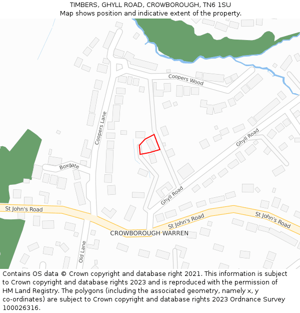 TIMBERS, GHYLL ROAD, CROWBOROUGH, TN6 1SU: Location map and indicative extent of plot