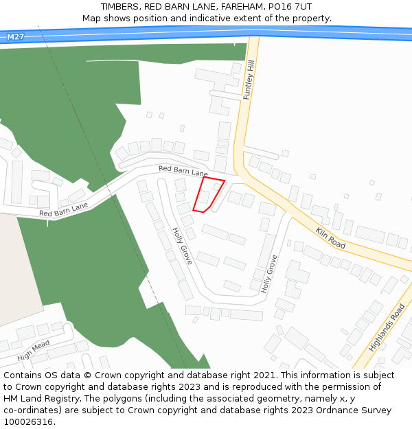 TIMBERS, RED BARN LANE, FAREHAM, PO16 7UT: Location map and indicative extent of plot