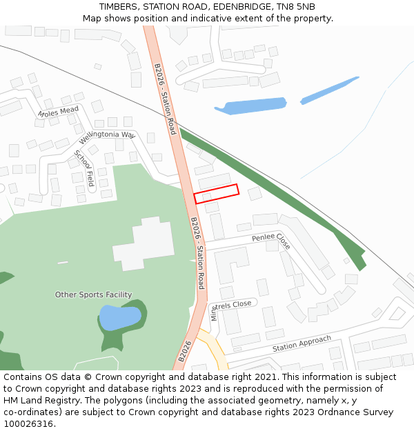 TIMBERS, STATION ROAD, EDENBRIDGE, TN8 5NB: Location map and indicative extent of plot