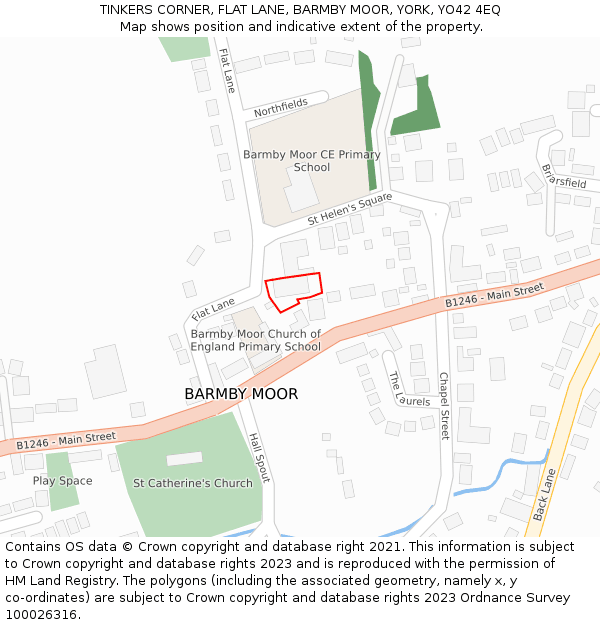 TINKERS CORNER, FLAT LANE, BARMBY MOOR, YORK, YO42 4EQ: Location map and indicative extent of plot