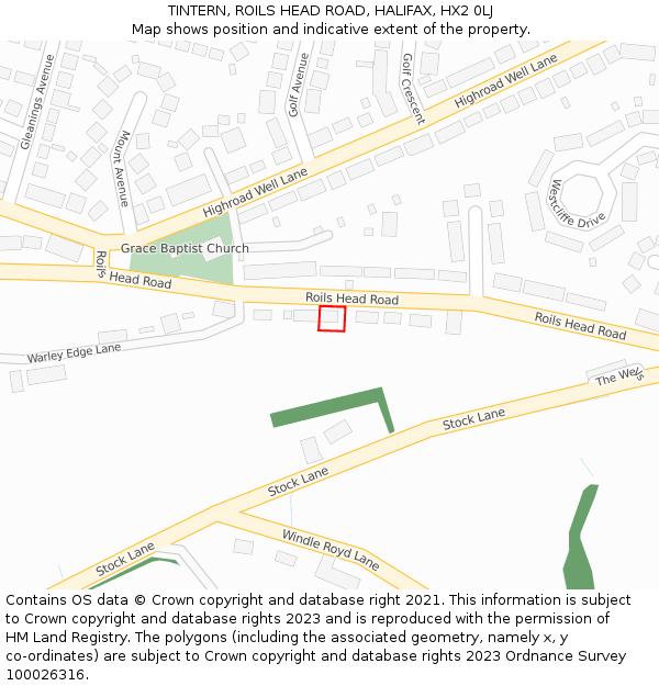 TINTERN, ROILS HEAD ROAD, HALIFAX, HX2 0LJ: Location map and indicative extent of plot