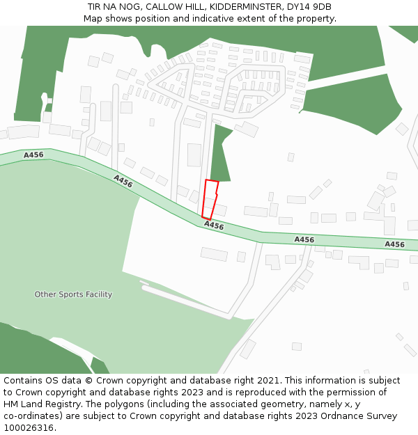 TIR NA NOG, CALLOW HILL, KIDDERMINSTER, DY14 9DB: Location map and indicative extent of plot