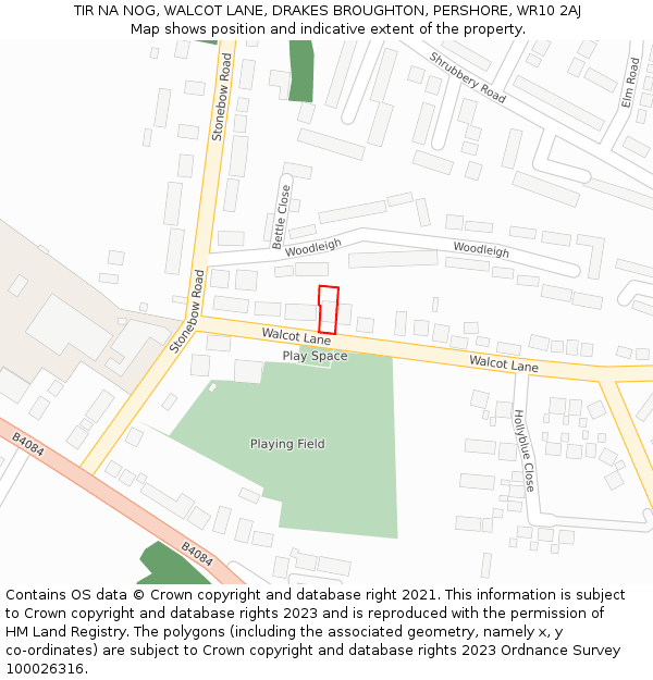 TIR NA NOG, WALCOT LANE, DRAKES BROUGHTON, PERSHORE, WR10 2AJ: Location map and indicative extent of plot