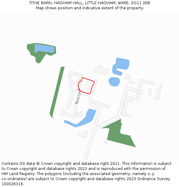 TITHE BARN, HADHAM HALL, LITTLE HADHAM, WARE, SG11 2EB: Location map and indicative extent of plot