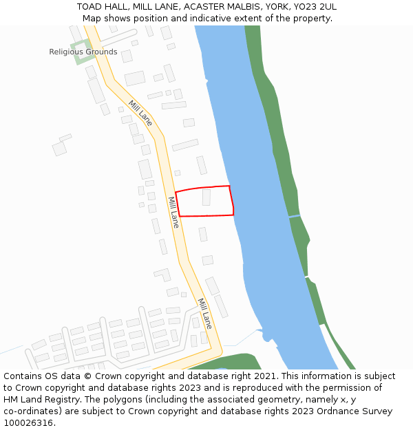 TOAD HALL, MILL LANE, ACASTER MALBIS, YORK, YO23 2UL: Location map and indicative extent of plot