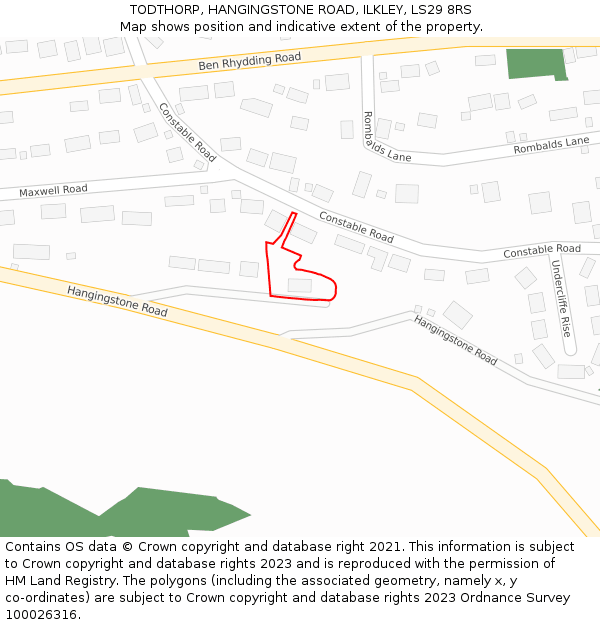 TODTHORP, HANGINGSTONE ROAD, ILKLEY, LS29 8RS: Location map and indicative extent of plot