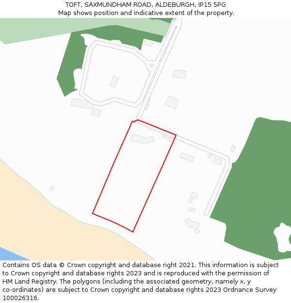 TOFT, SAXMUNDHAM ROAD, ALDEBURGH, IP15 5PG: Location map and indicative extent of plot