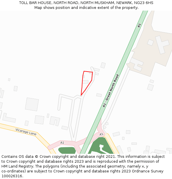 TOLL BAR HOUSE, NORTH ROAD, NORTH MUSKHAM, NEWARK, NG23 6HS: Location map and indicative extent of plot