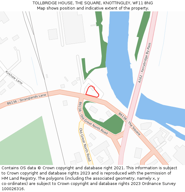 TOLLBRIDGE HOUSE, THE SQUARE, KNOTTINGLEY, WF11 8NG: Location map and indicative extent of plot