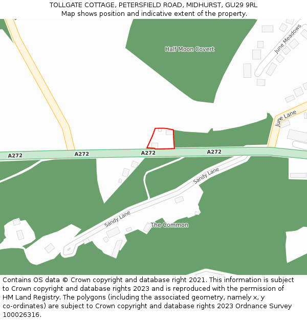 TOLLGATE COTTAGE, PETERSFIELD ROAD, MIDHURST, GU29 9RL: Location map and indicative extent of plot