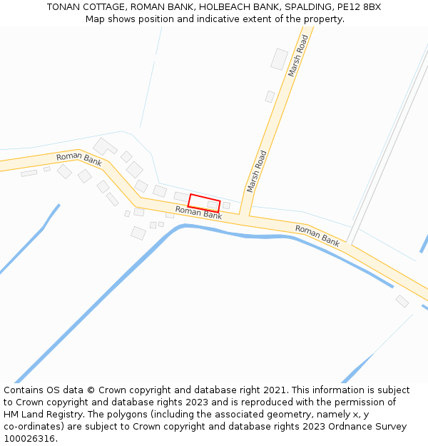 TONAN COTTAGE, ROMAN BANK, HOLBEACH BANK, SPALDING, PE12 8BX: Location map and indicative extent of plot