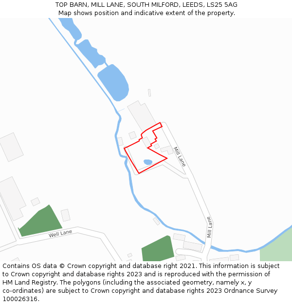 TOP BARN, MILL LANE, SOUTH MILFORD, LEEDS, LS25 5AG: Location map and indicative extent of plot